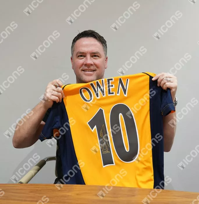 Michael Owen Signed Liverpool FC 2000 Away Shirt With Fan Style Numbers In Hero Frame: Option 1