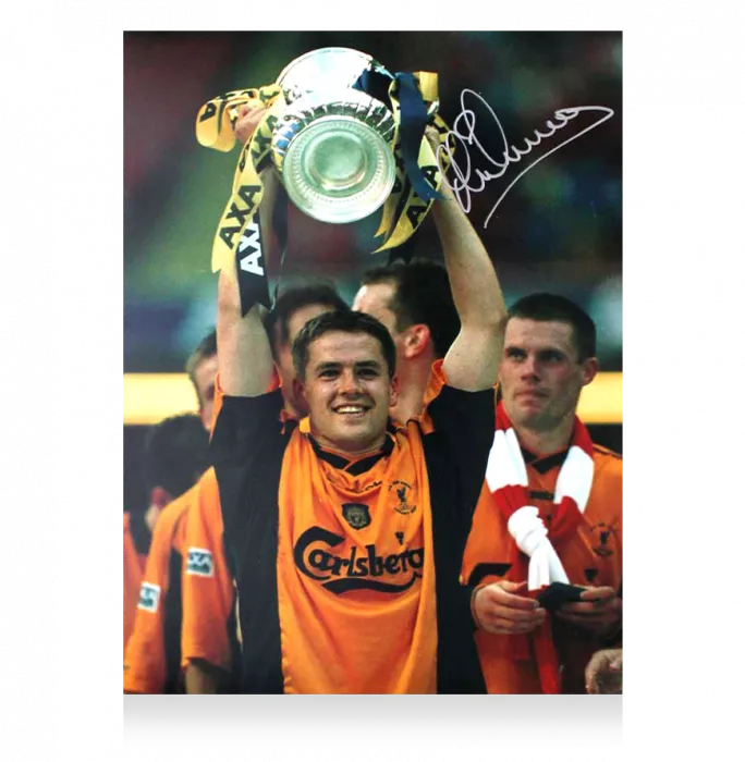Michael Owen Signed Liverpool FC Photo In Black Wooden Frame: FA Cup Winner