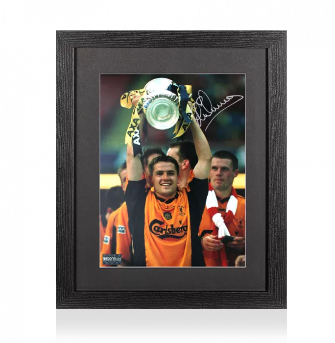 Michael Owen Signed Liverpool FC Photo In Black Wooden Frame: FA Cup Winner