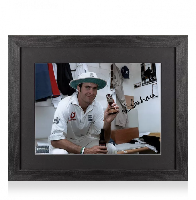 Michael Vaughan Signed England Photo In Black Wooden Frame: 2005 Ashes Winner