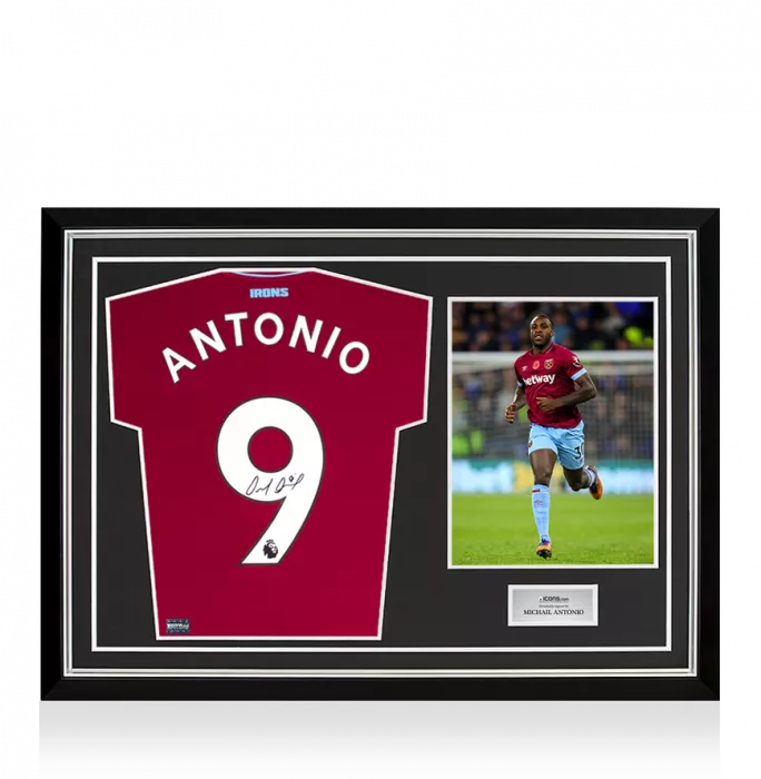 Michail Antonio Back Signed West Ham United 2018-19 Home Shirt In Hero Frame: Option 1