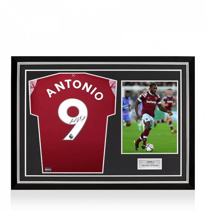 Michail Antonio Back Signed West Ham United 2022-23 Home Shirt In Hero Frame: Option 1