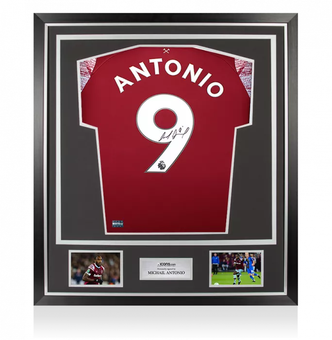 Michail Antonio Back Signed West Ham United 2022-23 Home Shirt In Classic Frame