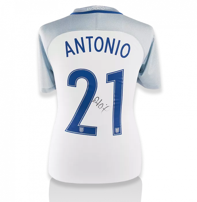 Michail Antonio England Back Signed 2016-17 Home Shirt