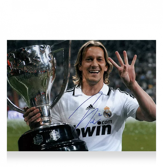 Michel Salgado Signed Real Madrid Photo: Four-Time La Liga Winner