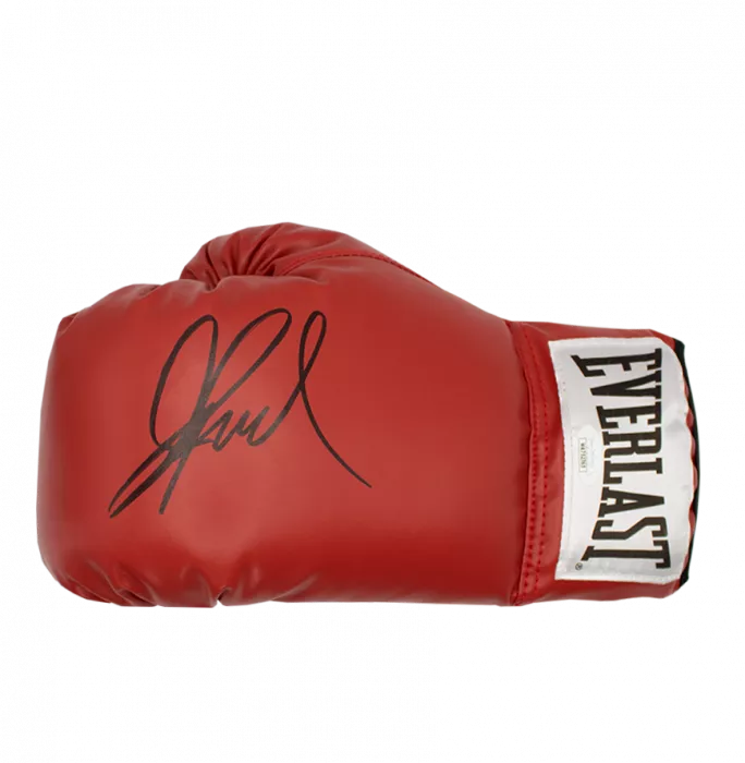 Mike Tyson & Jake Paul Signed Everlast Red Full Size Boxing Gloves In Bubble Frame: Option 1