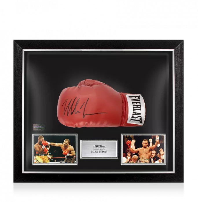 Mike Tyson Signed Boxing Glove: Everlast Red In Bubble Frame: Option 1