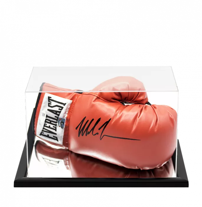 Mike Tyson Signed Everlast Red Boxing Glove In Acrylic Case