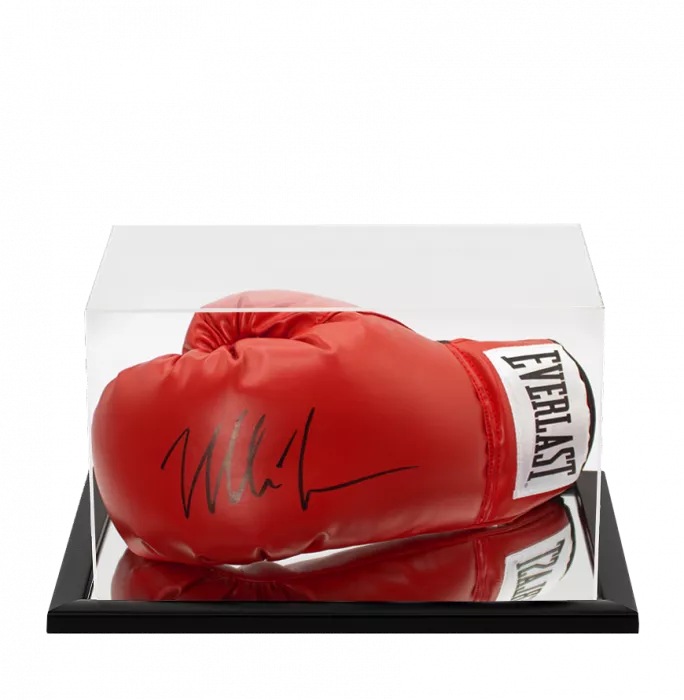 Mike Tyson Signed Red Boxing Glove In Acrylic Case