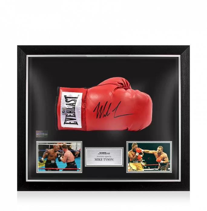 Mike Tyson Signed Red Everlast Boxing Glove In Bubble Frame: Option 1