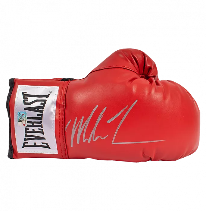 Mike Tyson Signed Red Everlast Boxing Glove With Silver Signature In Deluxe Packaging