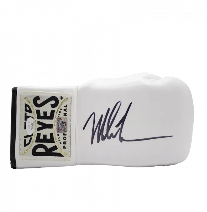 Mike Tyson Signed Reyes White Boxing Glove In Acrylic Case