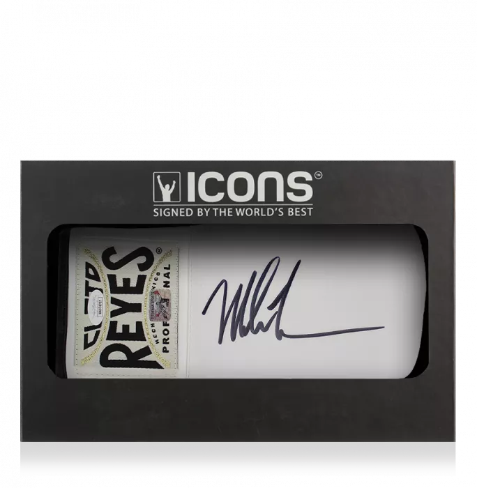 Mike Tyson Signed Reyes White Boxing Glove In Deluxe Packaging