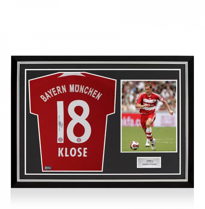 Miroslav Klose Back Signed FC Bayern Munich 2007-08 Home Shirt In Hero Frame: Option 1