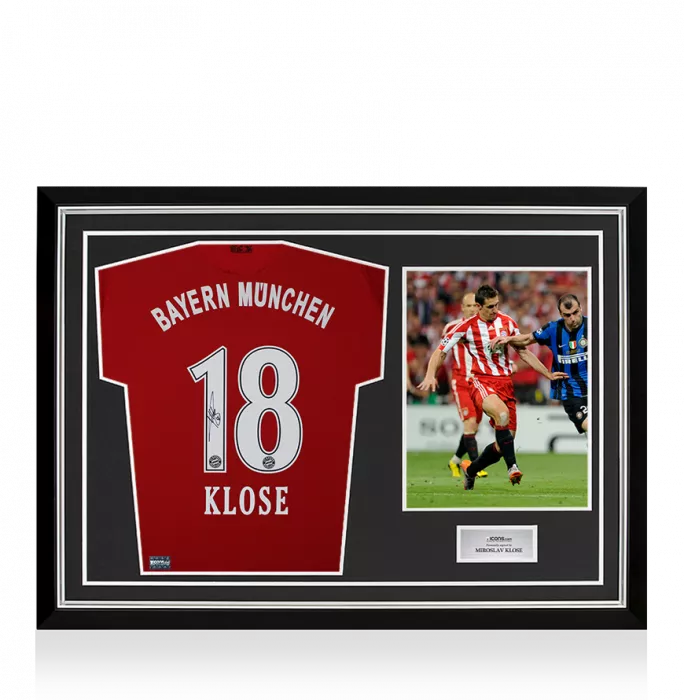 Miroslav Klose Back Signed FC Bayern Munich 2010-11 Home Shirt In Hero Frame: Option 1