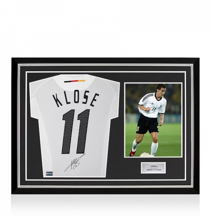 Miroslav Klose Back Signed Germany 2002-04 Home Shirt In Hero Frame: Option 1