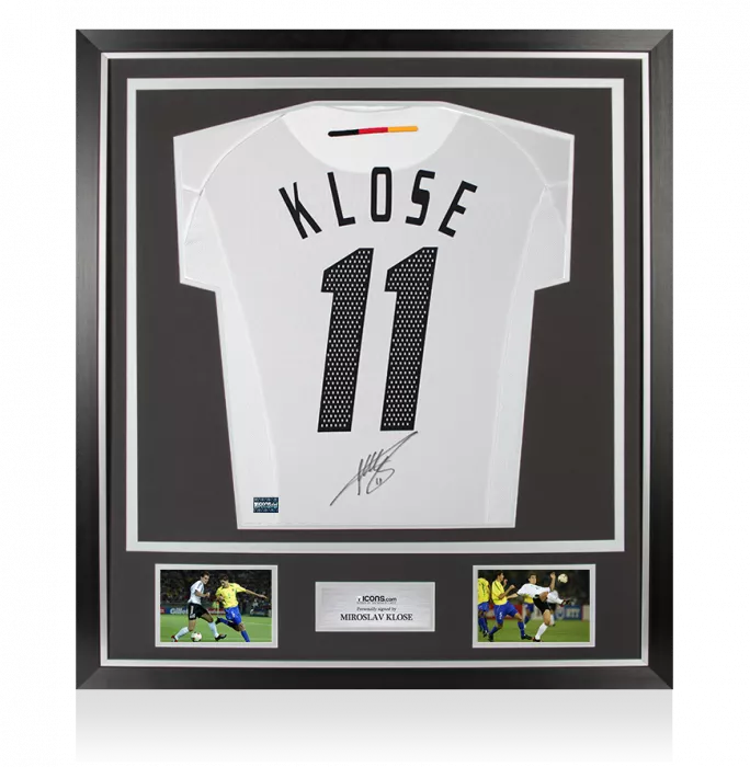Miroslav Klose Back Signed Germany 2002-04 Home Shirt In Classic Frame