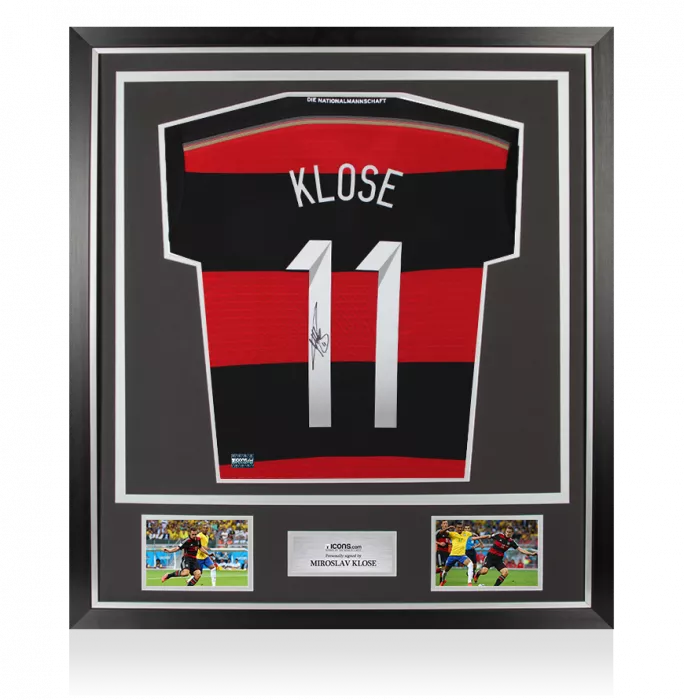 Miroslav Klose Back Signed Germany 2014 Away Shirt In Classic Frame