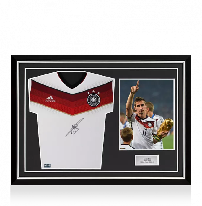 Miroslav Klose Front Signed Germany 2014 Home Shirt In Hero Frame: Option 1