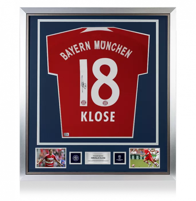 Miroslav Klose Official UEFA Champions League Back Signed and Framed FC Bayern Munich 2007-08 Home Shirt
