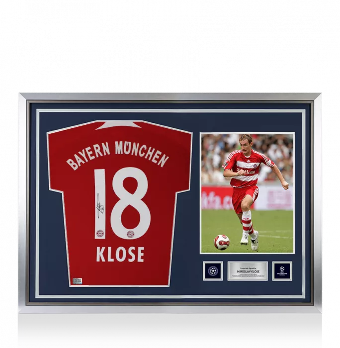 Miroslav Klose Official UEFA Champions League Back Signed and Hero Framed FC Bayern Munich 2007-08 Home Shirt