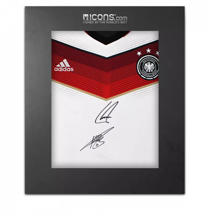 Miroslav Klose & Philipp Lahm Front Signed Germany 2014 Home Shirt In Deluxe Packaging