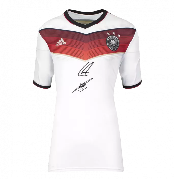 Miroslav Klose & Philipp Lahm Official 2014 FIFA World Cup™ Dual Signed And Hero Framed Germany 2014 Home Shirt