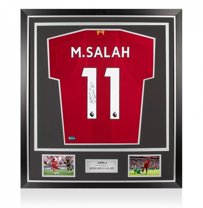 Mohamed Salah Back Signed Liverpool 2019-20 Home Shirt In Classic Frame