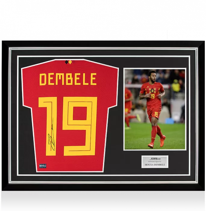 Mousa Dembele Back Signed Belgium 2017-18 Home Shirt In Hero Frame: Option 1