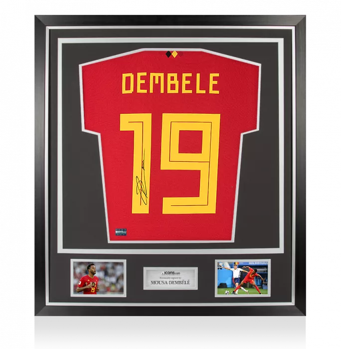 Mousa Dembele Back Signed Belgium 2017-18 Home Shirt In Classic Frame