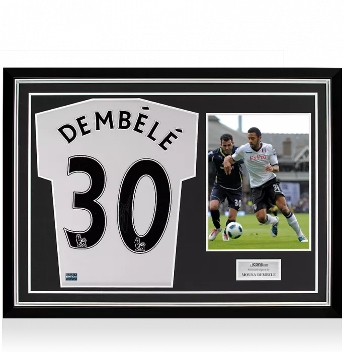 Mousa Dembele Back Signed Fulham 2010-11 Home Shirt In Hero Frame: Option 1