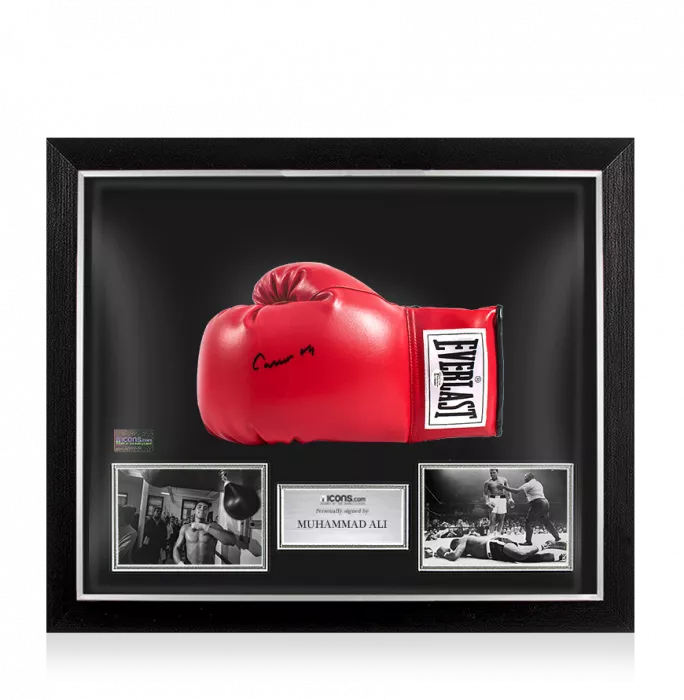 Muhammad Ali Signed Red Everlast Boxing Glove: Cassius Clay Signature Edition In Bubble Frame: Option 1