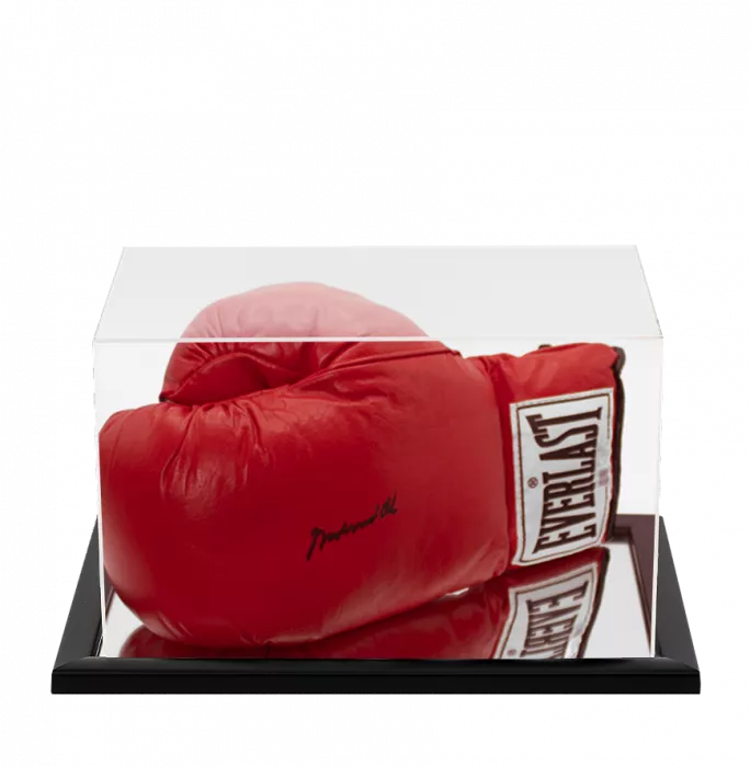 Muhammad Ali Signed Red Everlast Boxing Glove In Acrylic Case