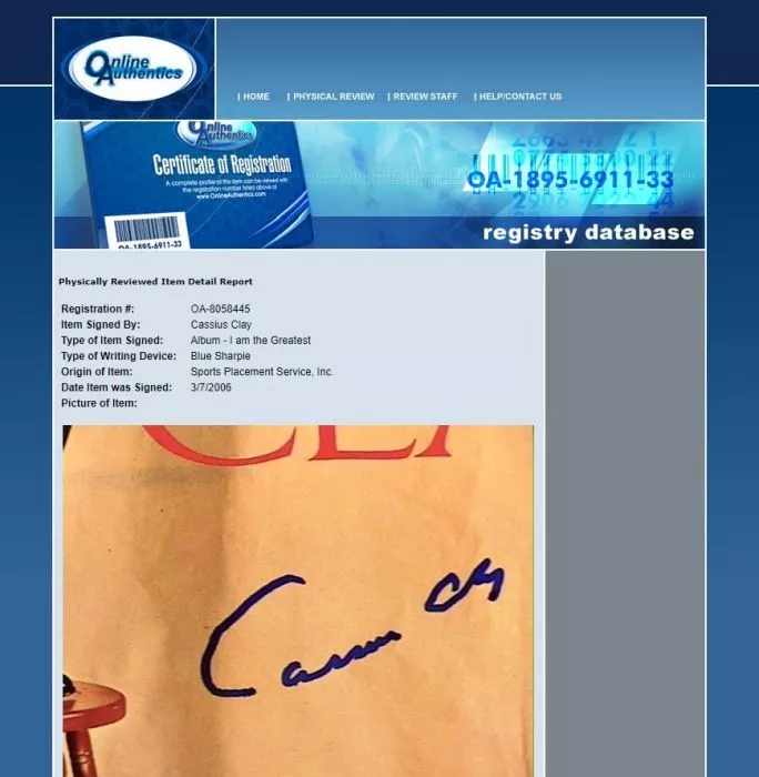 Muhammad Ali Signed Vinyl Album - I Am The Greatest Cassius Clay Autograph (OA-8058445)