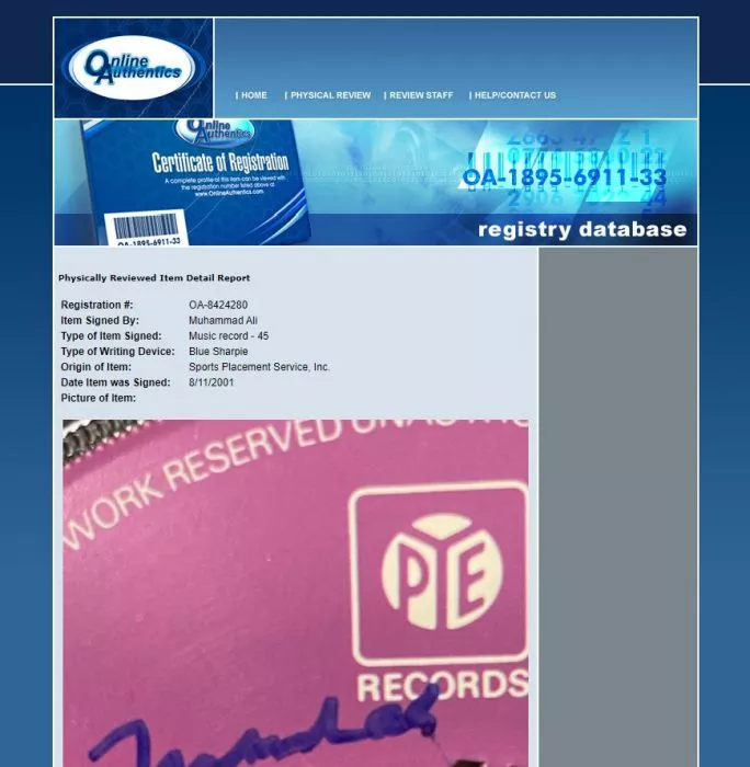 Muhammad Ali Signed Vinyl Record - Johnny Wakelin Black Superman (OA-8424280)