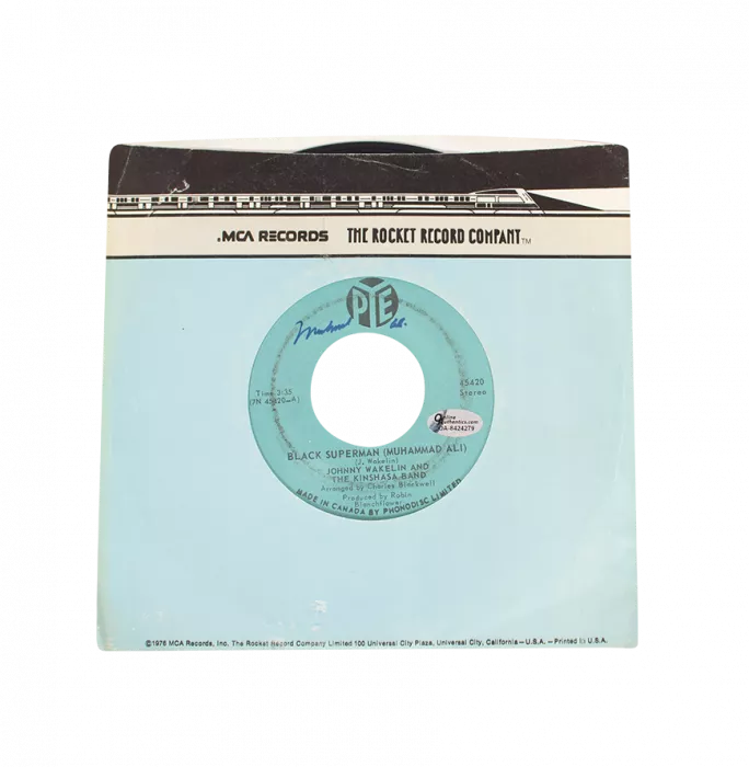 Muhammad Ali Signed Vinyl Record - Johnny Wakelin Black Superman (OA-8424279)