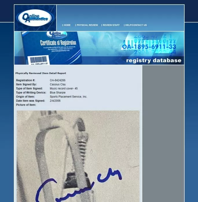 Muhammad Ali Signed Vinyl Record - The Champ Sings Cassius Clay Autograph (OA-8424286)