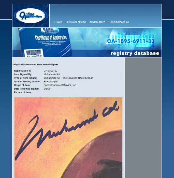 Muhammad Ali Signed Vinyl Record - The Greatest Cassius Clay Autograph (OA-7800103)