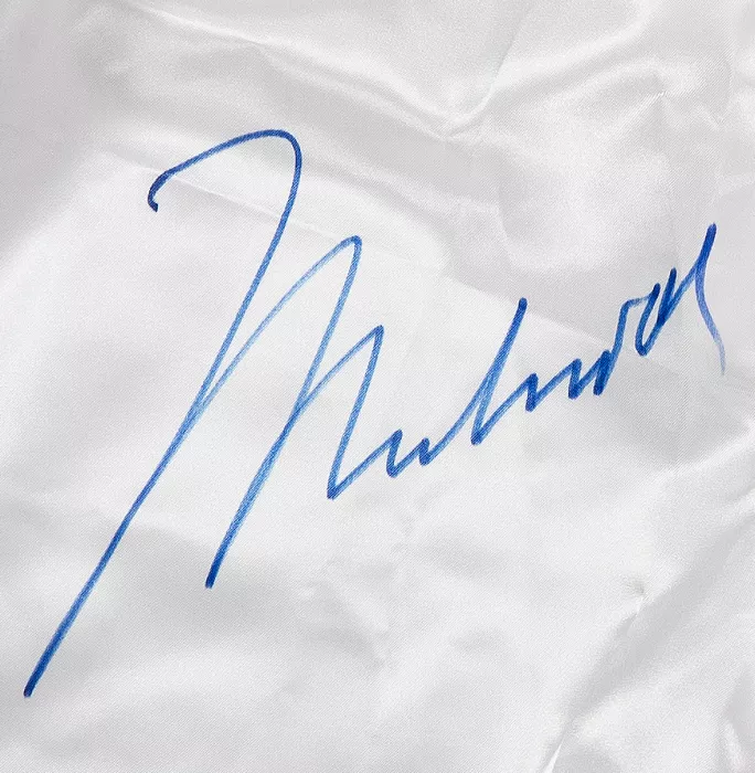 Muhammad Ali Signed White Everlast Boxing Shorts: Signature Option 2