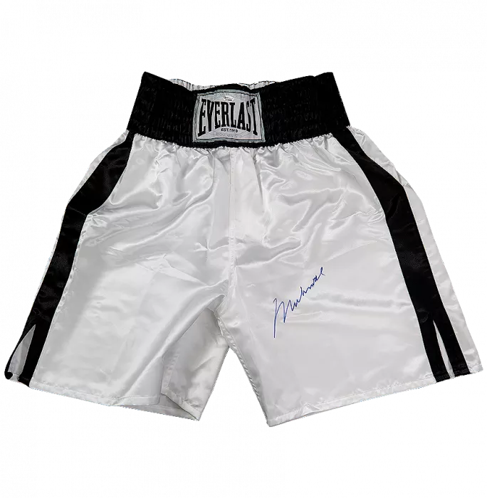 Muhammad Ali Signed White Everlast Boxing Shorts: Signature Option 3