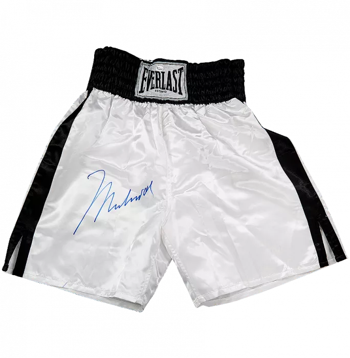 Muhammad Ali Signed White Everlast Boxing Shorts: Signature Option 2