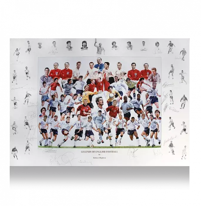 Multi-Signed England Artwork Print - Legends Of English Football Limited Edition