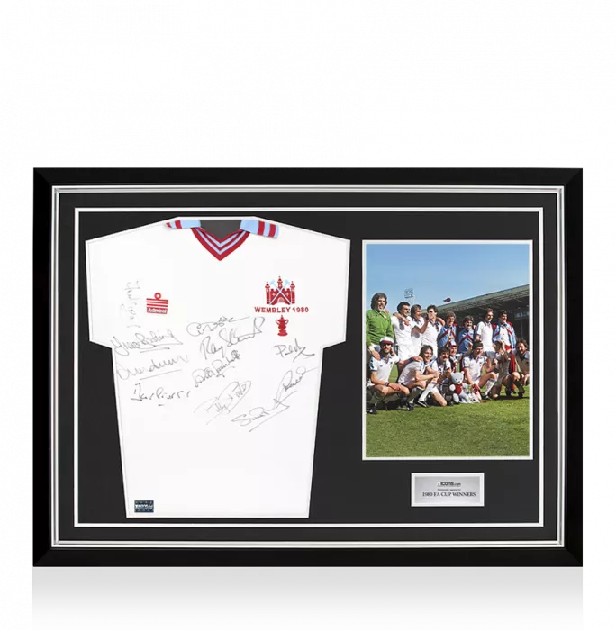Multi-signed West Ham United 1980 FA Cup Final Shirt - Signed By 11 In Hero Frame: Option 1