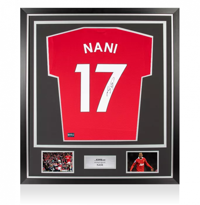 Nani Back Signed Manchester United 2019-20 Home Shirt In Classic Frame