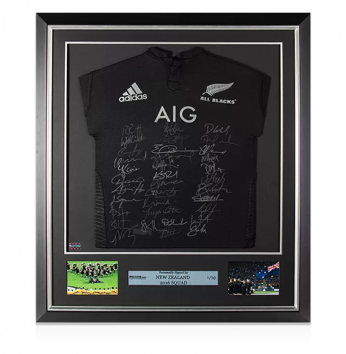 New Zealand 2016 Squad Signed and Framed Rugby Shirt
