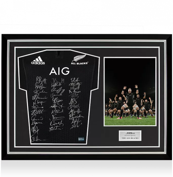 New Zealand 2017 Squad Signed Rugby Shirt In Hero Frame: Option 1