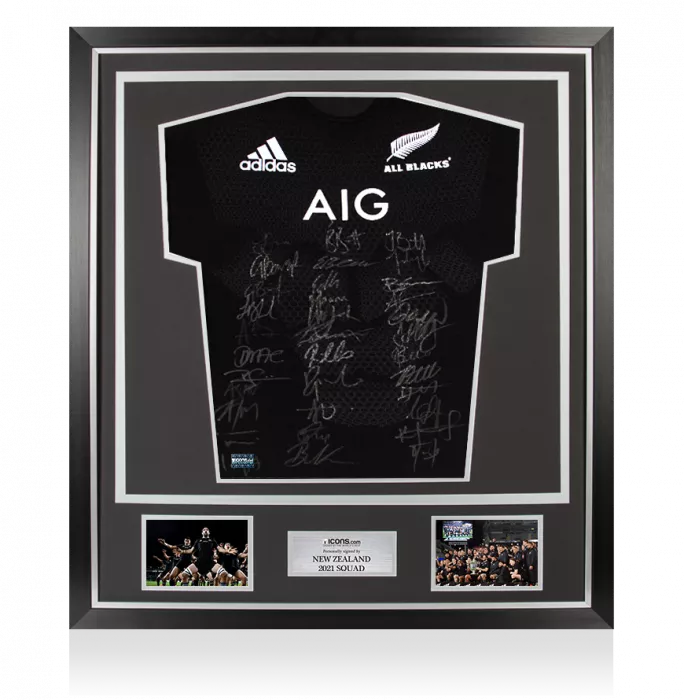 New Zealand 2021 Squad Signed Rugby Shirt In Classic Frame