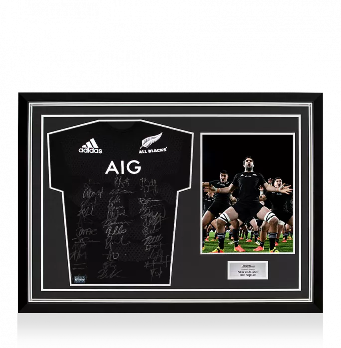 New Zealand 2021 Squad Signed Rugby Shirt In Hero Frame: Option 1