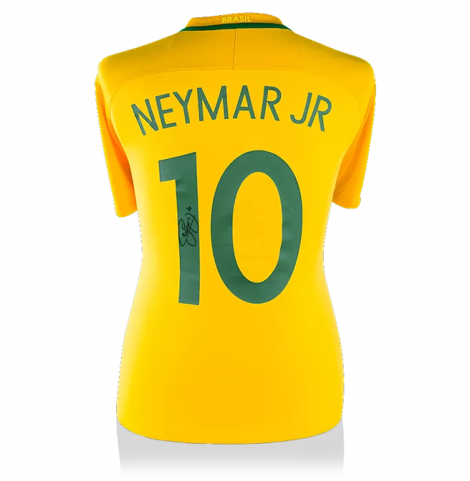 Neymar Jr Back Signed Brazil 2016-17 Home Shirt With Fan Style Numbers