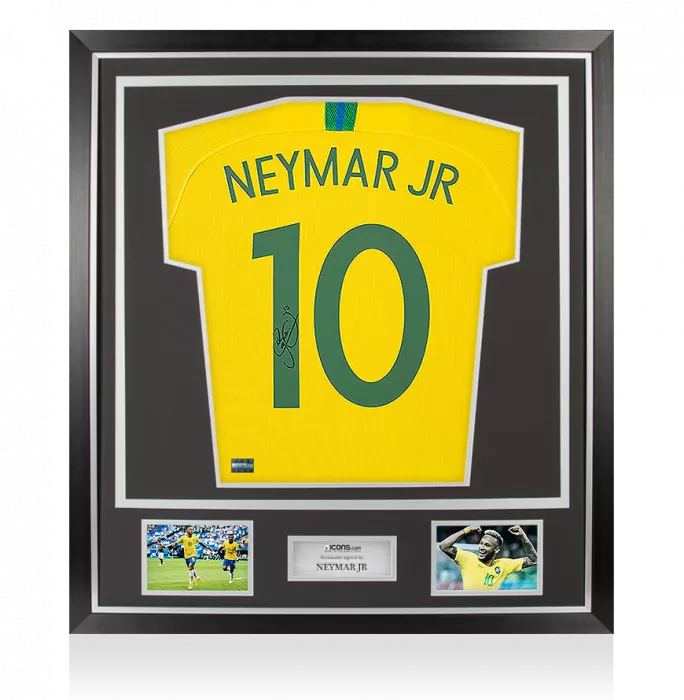 Neymar Jr Back Signed Brazil 2018 Shirt With Fan Style Numbers In Classic Frame